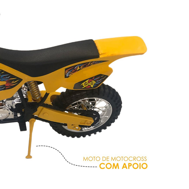 Moto de Motocross de Brinquedo com Apoio - Amarelo