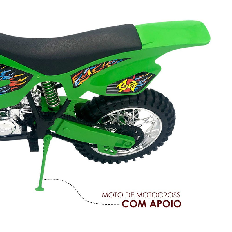 Moto de Motocross de Brinquedo com Apoio - Verde