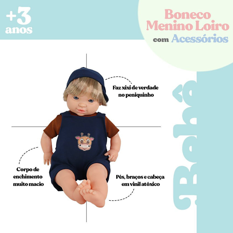 Boneco Menino Loiro Babycinos Com Acessórios