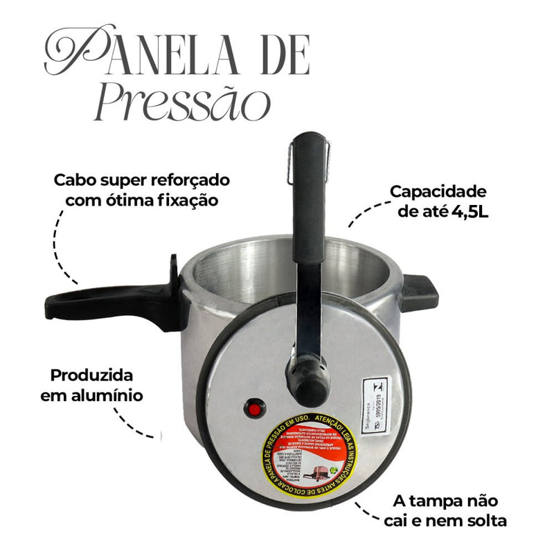 Panela de Pressão Alumínio Roque 4,5 Litros